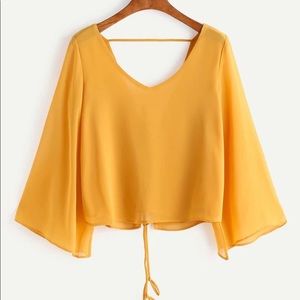NWOT Kimono Sleeve Criss Cross Lace-Up Blouse